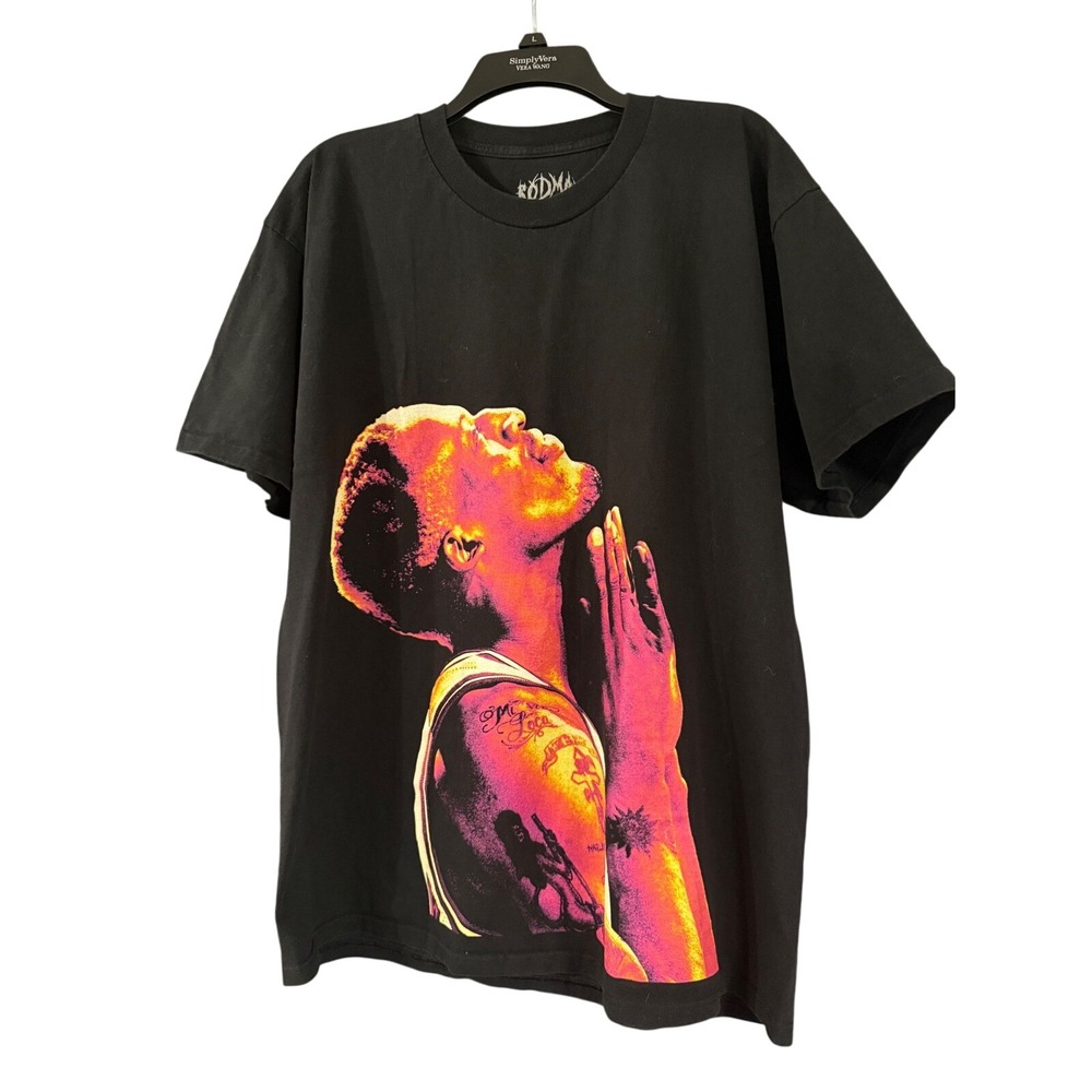 Rodman Apparel Graphic T-Shirt Mens XL Black Excellent Dennis Rodman Prayer Tee